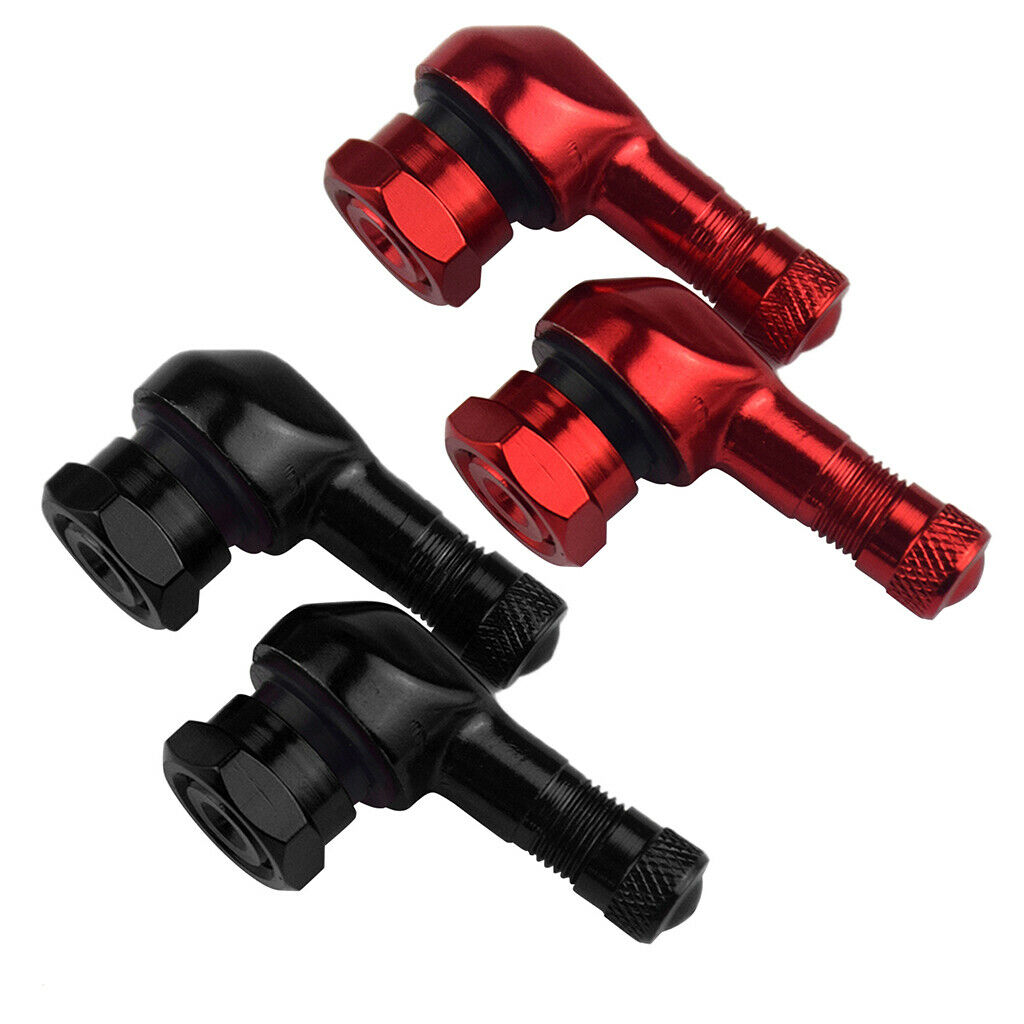 Red & Black CNC Aluminum Motorcycle Gas Nozzle Degree Angle Valve Adaptor Tyre(