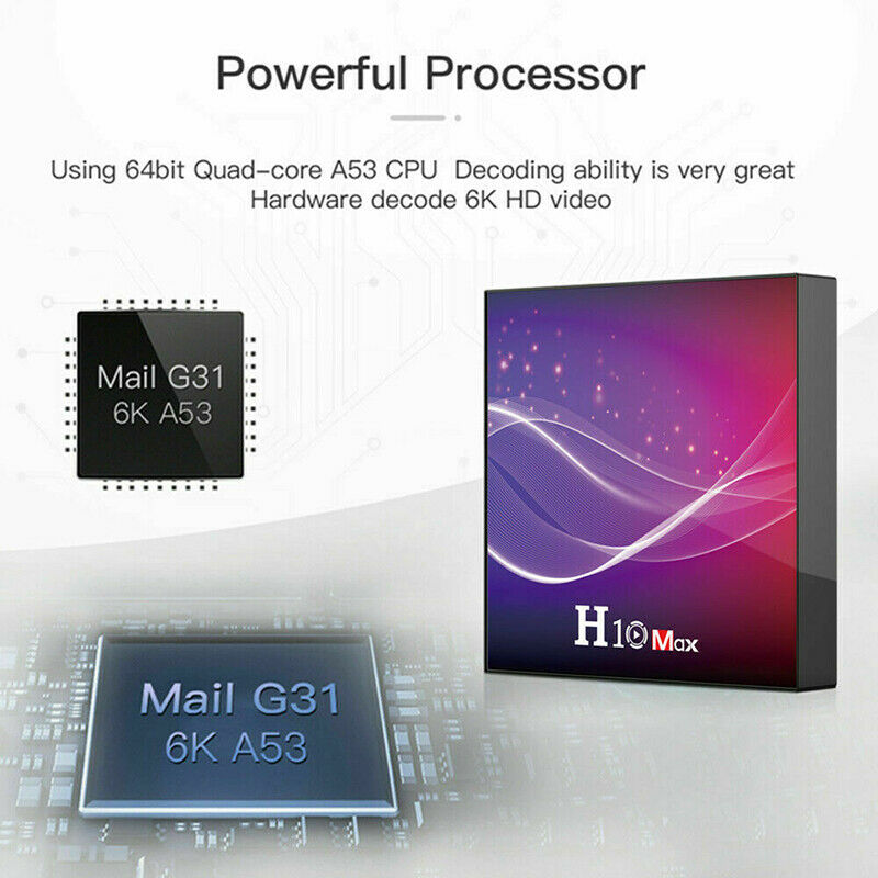 H10Max H616 Android 10.0 TV Box 4+32GB 6K Quad Core WiFi USB HD Media Player