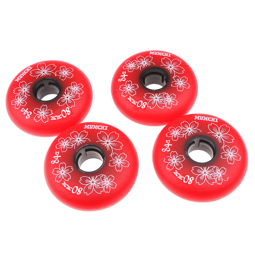 8x Inline Wheel Fitness Roller Skate Replacement Skating Outdoor 76mm+80mm