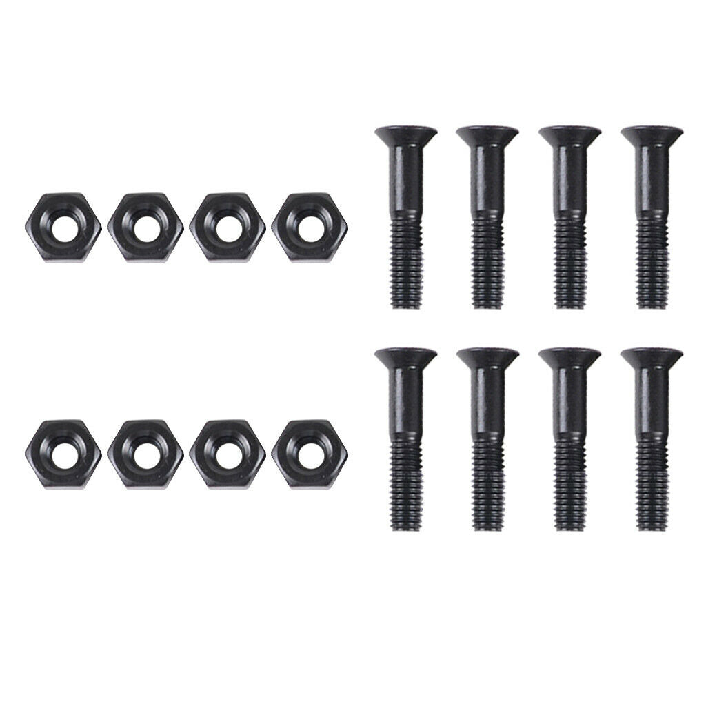 16 Pieces Skateboard Hardware Set, Carabon Steel Screws with Nuts, Replacement
