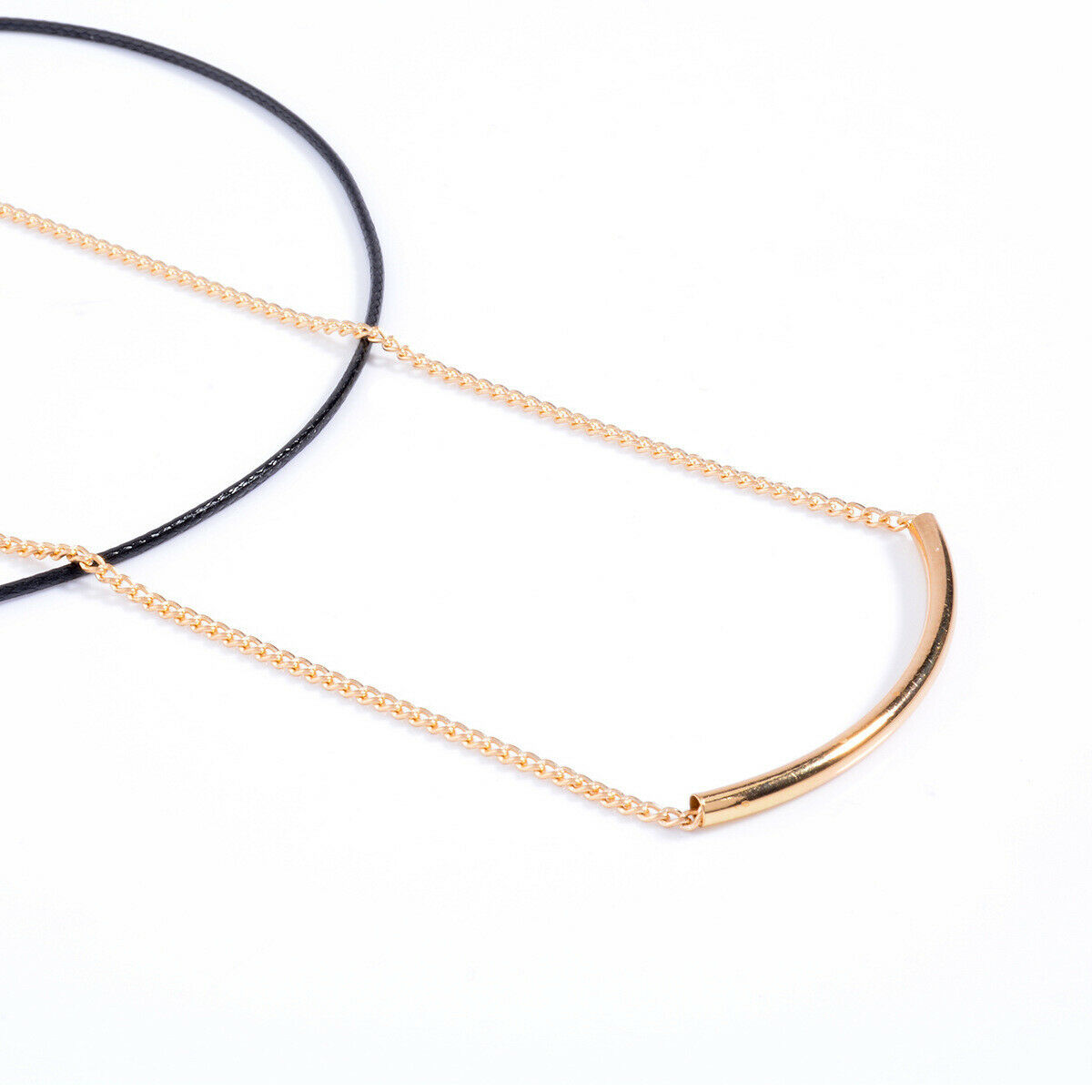 Celebrity Style Golden Bar Tube Necklace Pendant