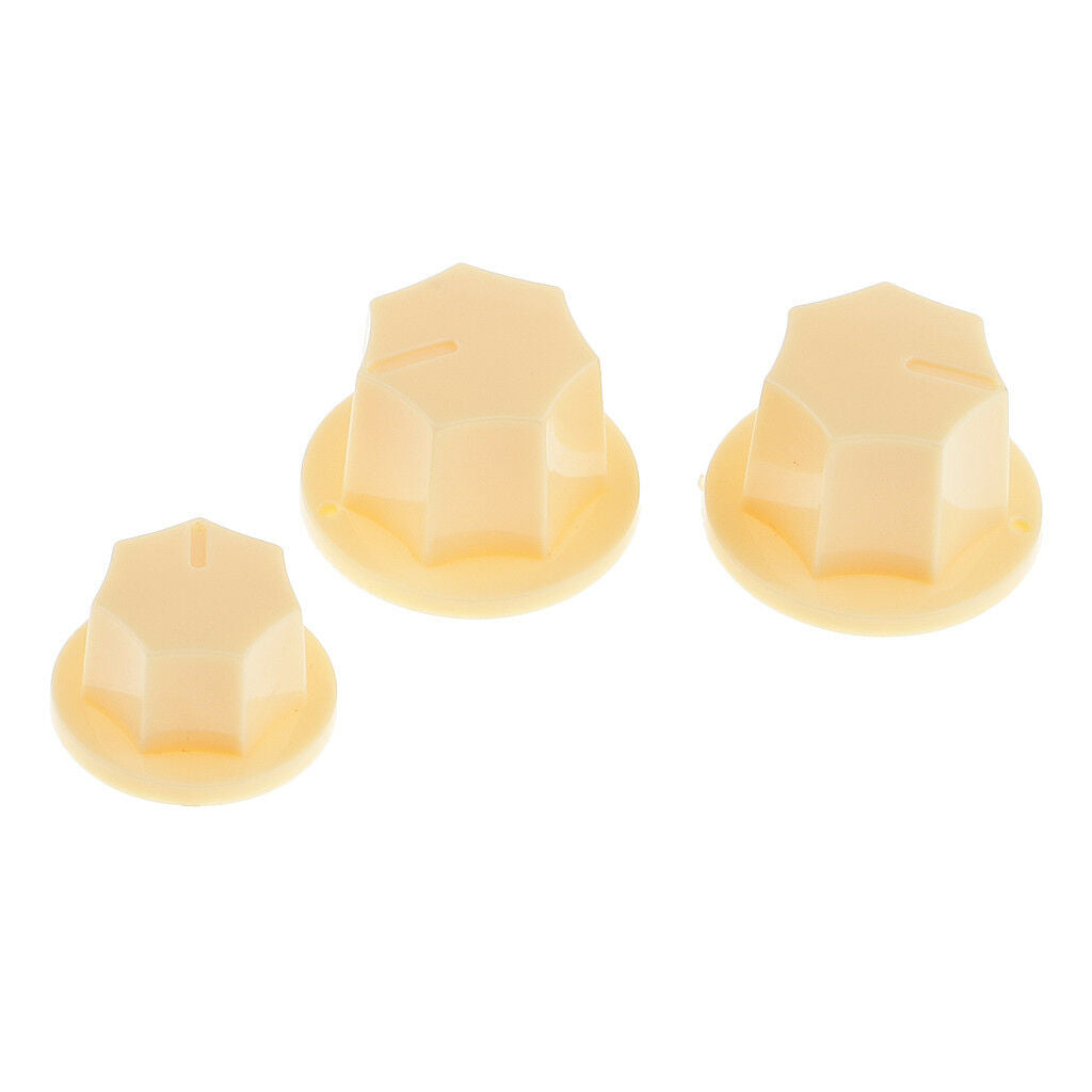 3pcs Plastic Guitar Bass Volume&Tone Knob Button for Jazz Bass Parts Beige