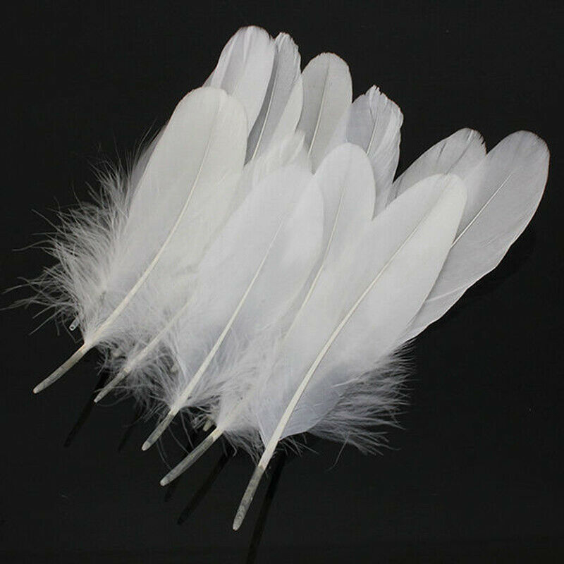 50X White Natural Goose Feathers Party Crafts DIY Decoration 6-8inch/15-20cm Kit