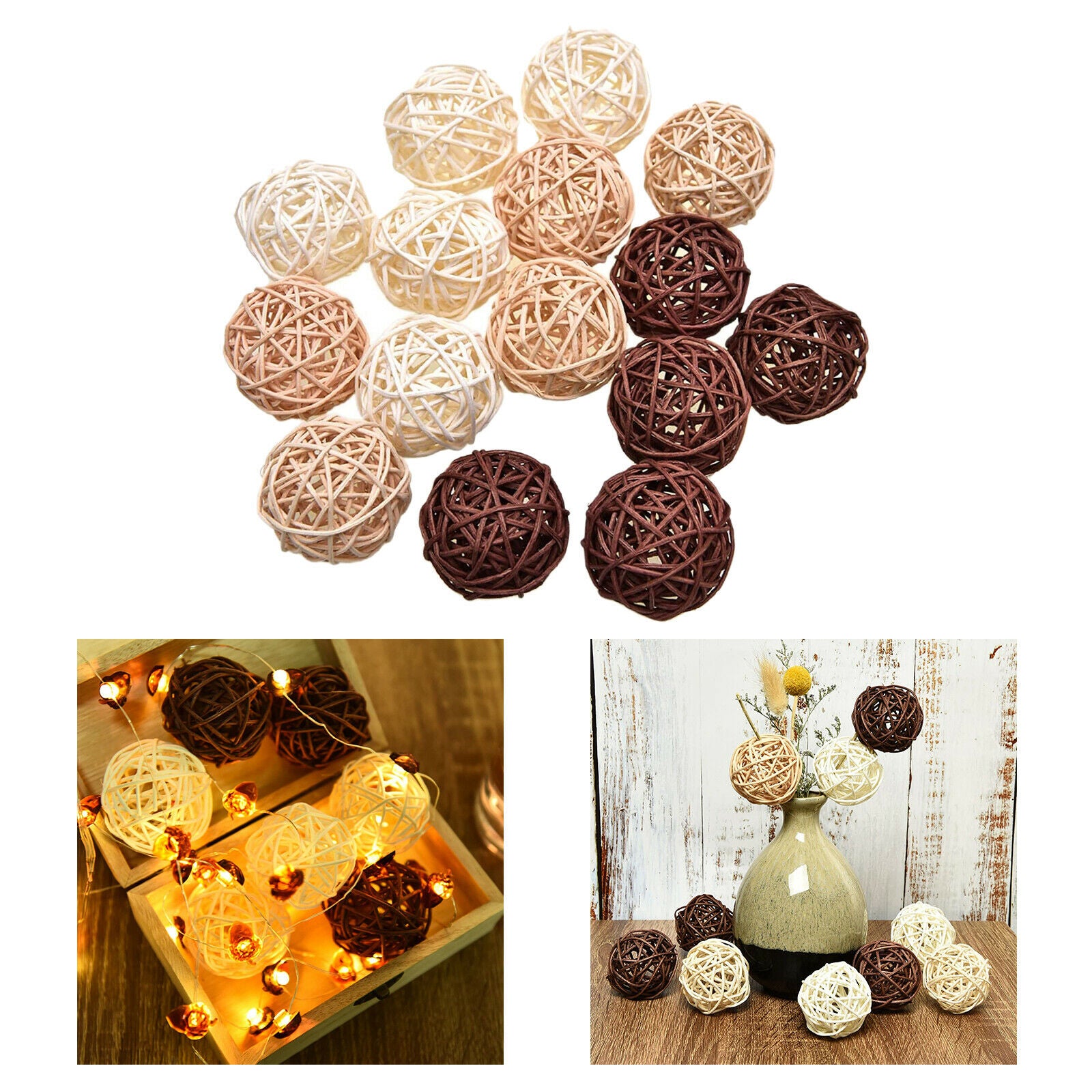 5cm Wicker Rattan Balls Decorative Orbs Table Ornament Wedding Decoration