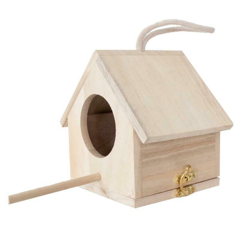Wooden Bird House Hanging Nest Outside for Hummingbirds Finch Garden Patio Decor
