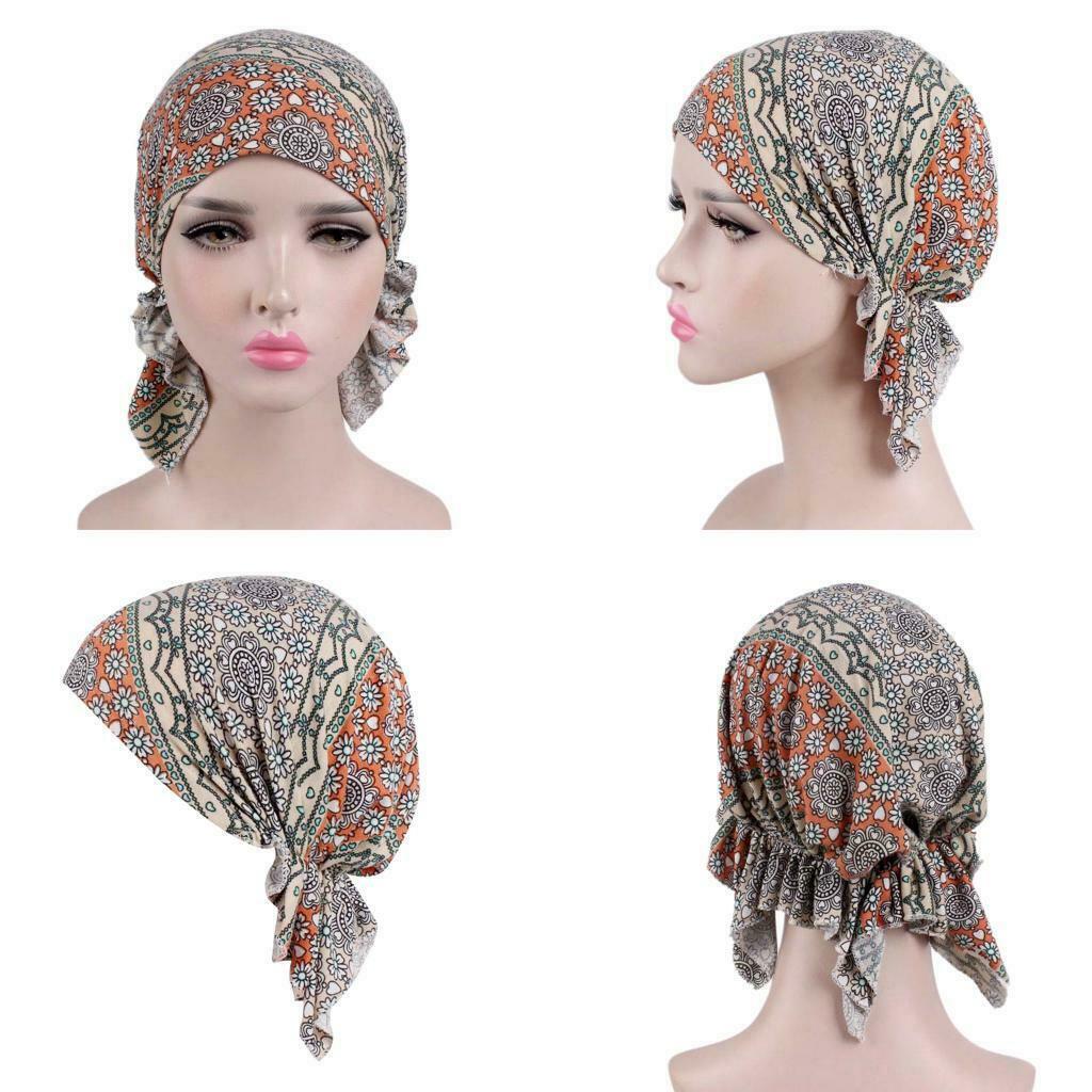 2Pcs Women Muslim Turban Chemo   Head Scarf Cover Hat Headwear Bandana