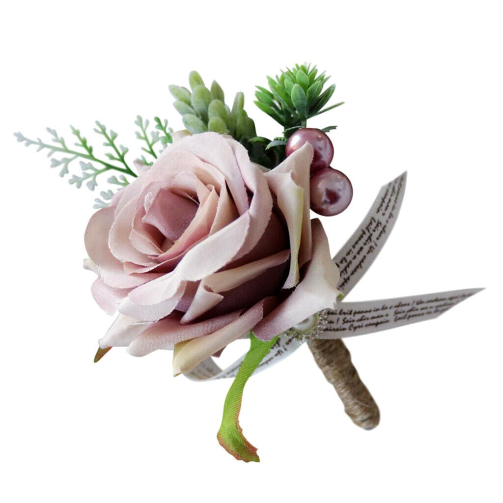 2Pcs/Set Boutonniere Groom Flower Boutonniere Corsage for Men Groomsmen Wedding