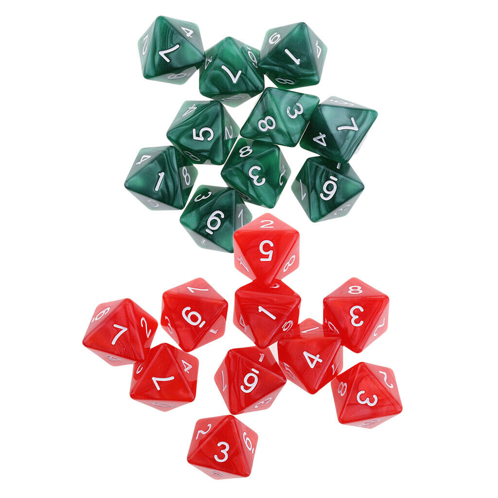20pcs Acrylic 8-Sided Dices D8 Polyhedral Dies for D&D RPG Party Board Games
