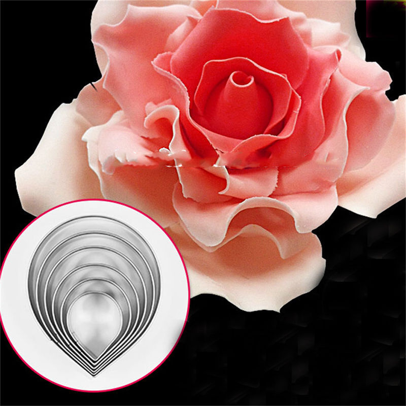 6X/Set Rose Petal Mold Mould for Cake Decor Fondant Sugarcraft Cutter Too.l8