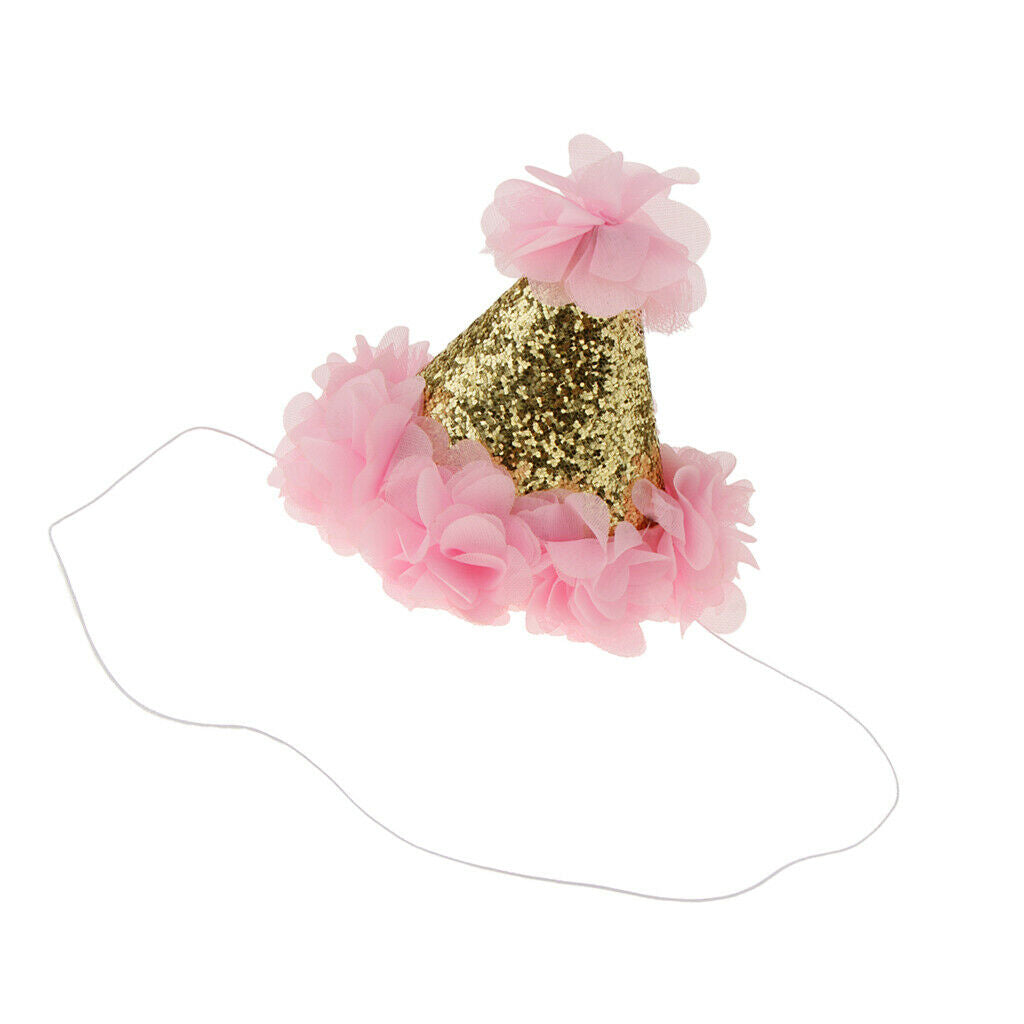 Sweet Girls Flower Sequin   Birthday Hat Toddler Headwear  Pink