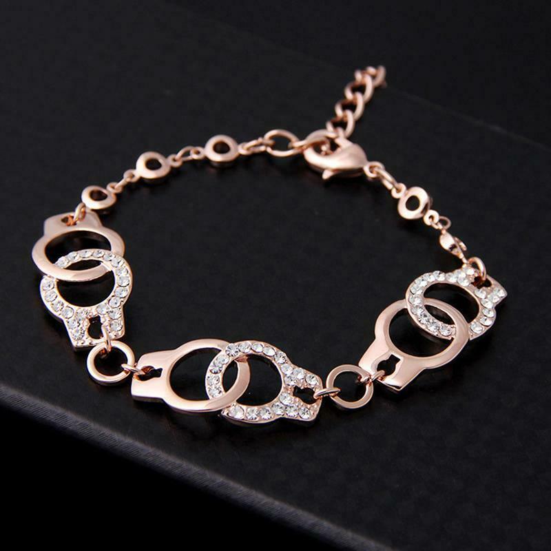 Fashion Women Punk Marble Adjustable Bracelet Bangle Chain Crystal Wristband