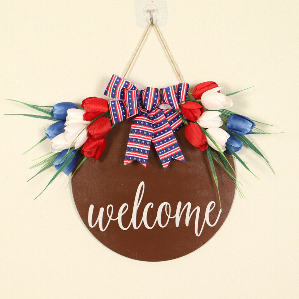 Welcome Sign Front Door Round Wood Hanging Door Sign Home Farmhouse Ornament