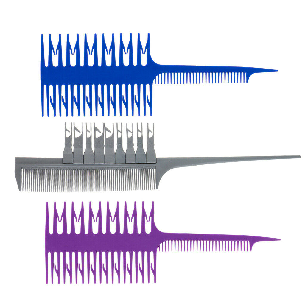 Salon 3-Way/2 Way Weaver Weaving Comb Hair Dyeing Sectioning Highlighting 3x
