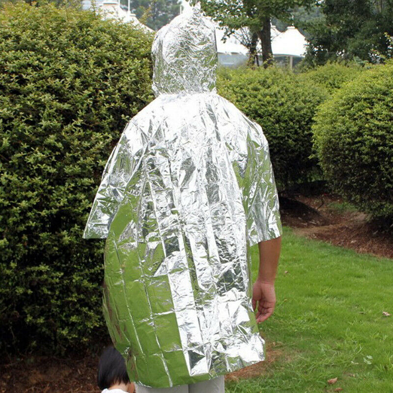 Emergency Raincoat Aluminum Film Cold Insulation Rainwear Blankets Surviv.l8