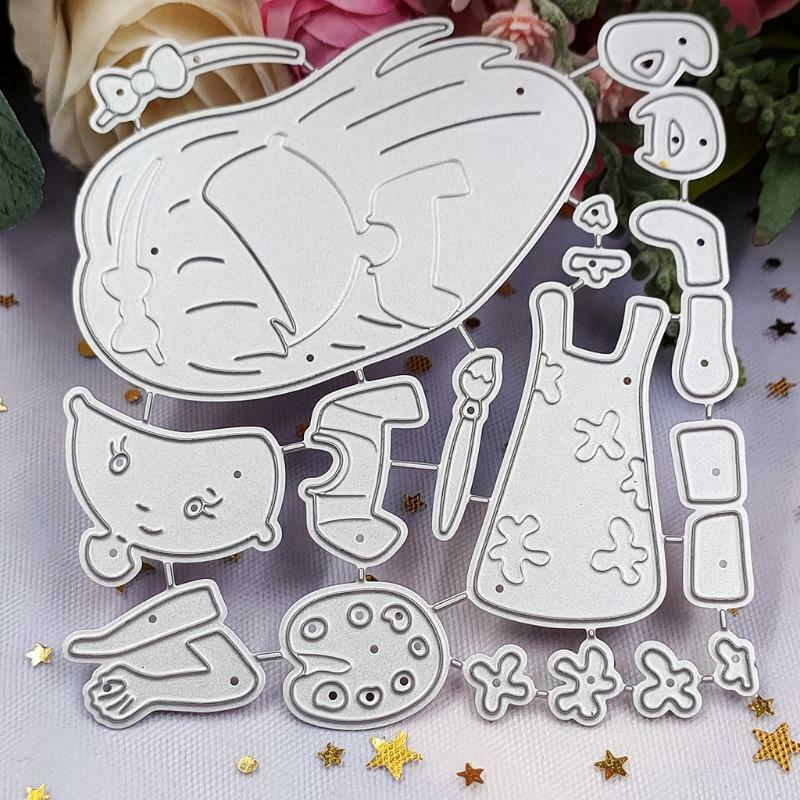 DIY Girl Painting Scrapbook Embossing Stencil Album Steel Mould for Paper Card