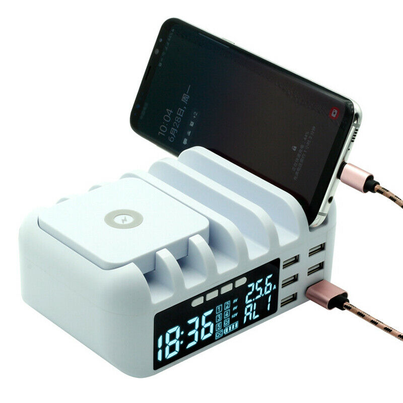 Multi Devices USB Qi Wireless Charging Station Charger Dock w/ 6 USB Port QC 3.0