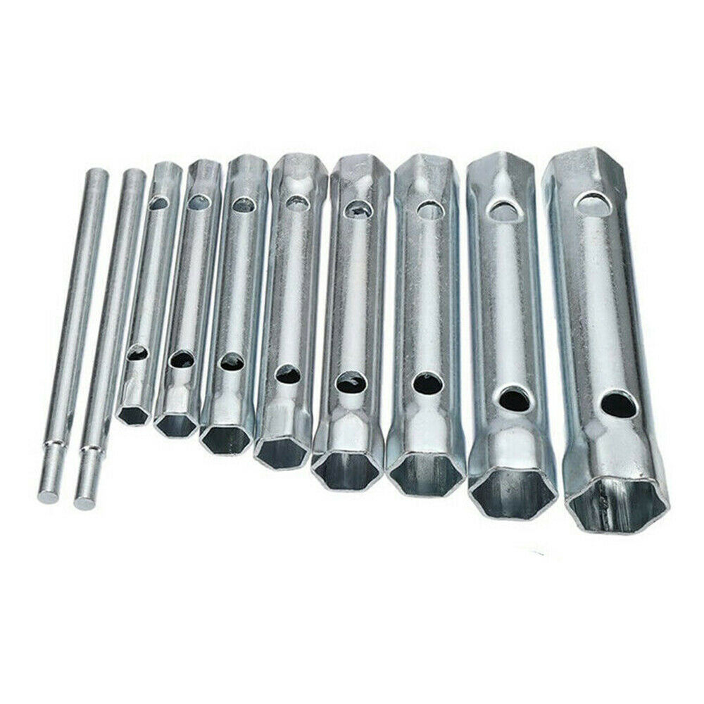 10pcs/set Metric Box Tubular Spanner Set Tube Wrench Tommy Drive Tool Kit