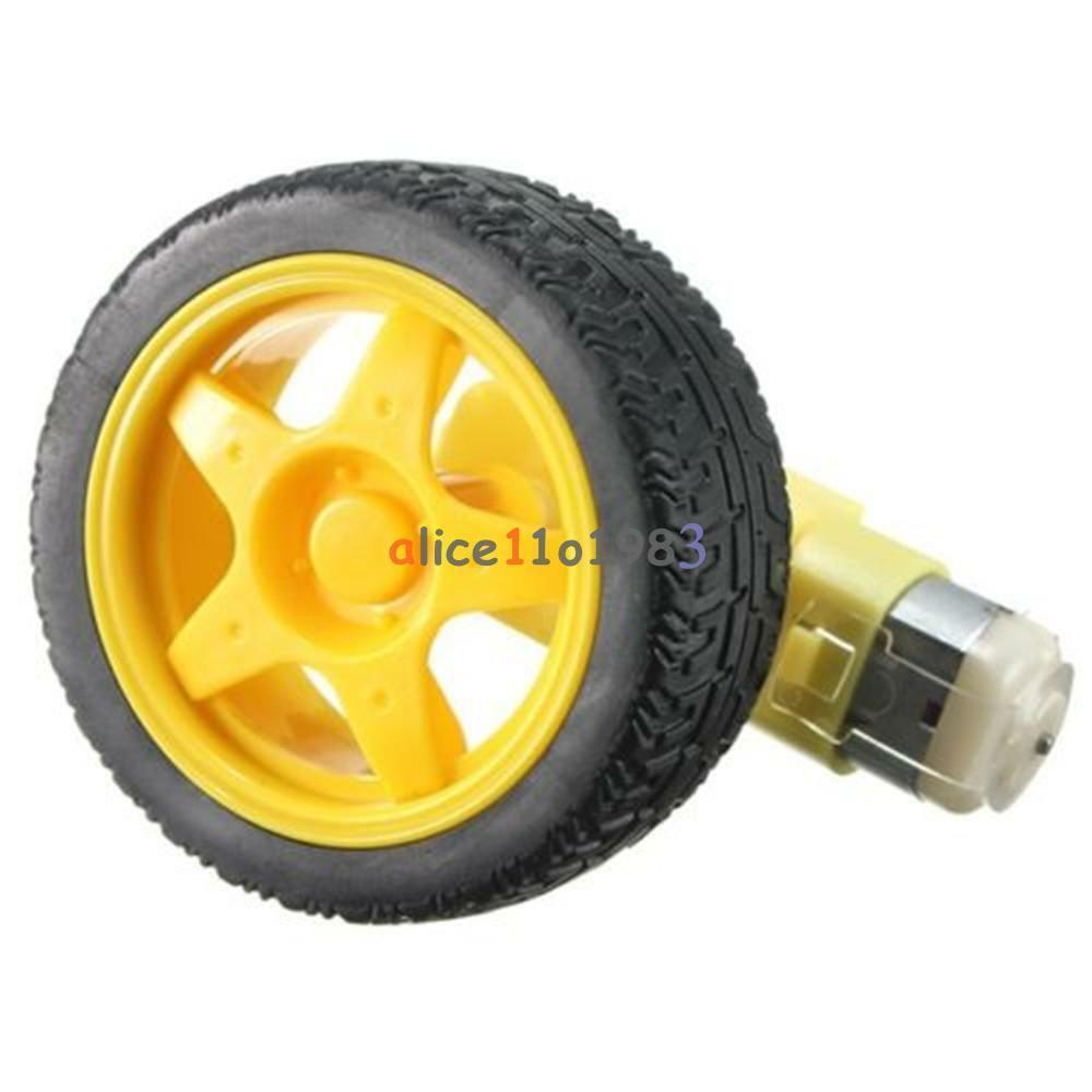4PCS arduino smart Car Robot Plastic Tire Wheel with DC 3-6v 3v 5v 6v Gear Motor