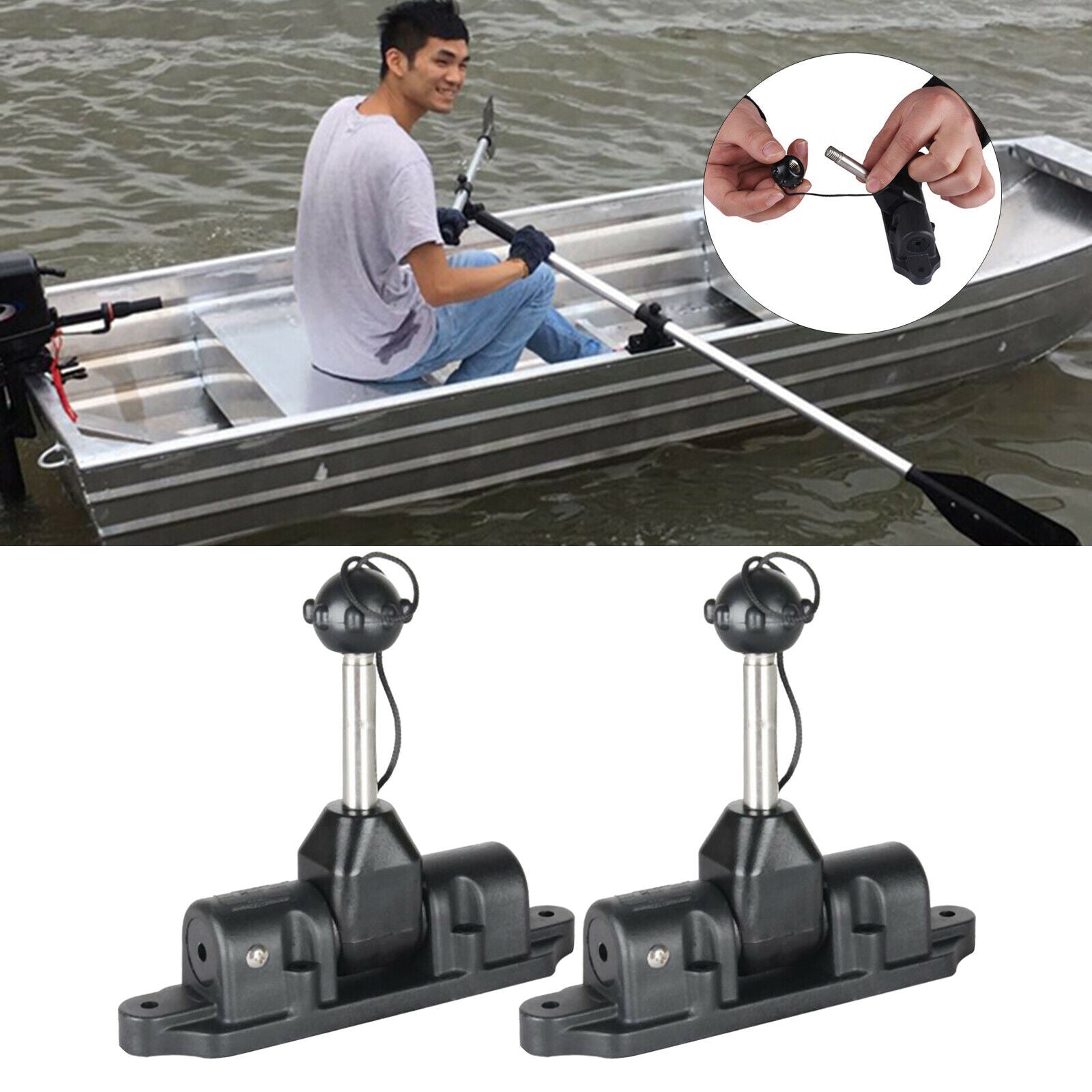 2 Pieces Oar Holder Paddle Lock Support Boat Dinghy Kayak Canoe Accessories