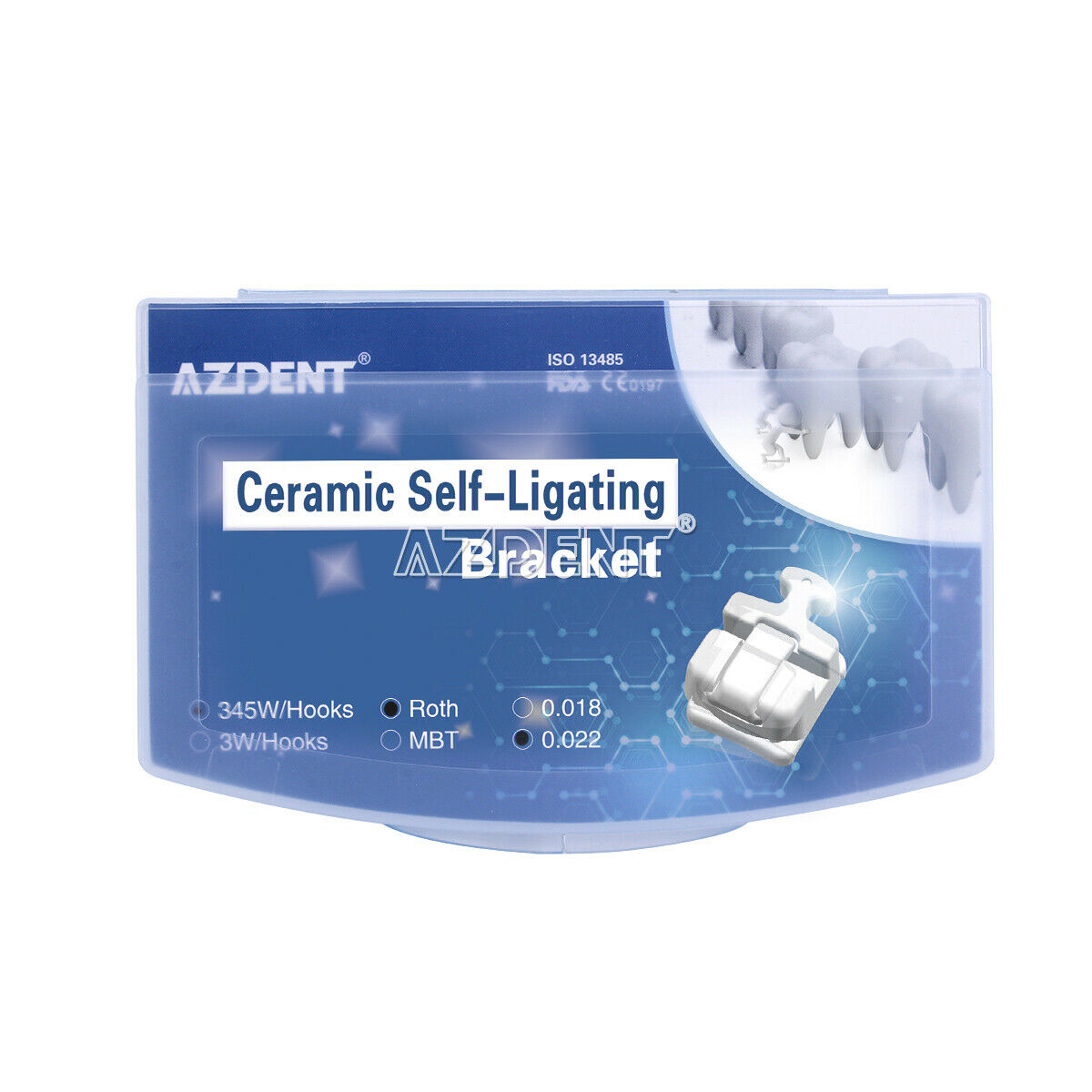 Dental Ortho Self Ligating Clear Ceramic Brackets Roth 022 Hook 345 &Tool AZDENT