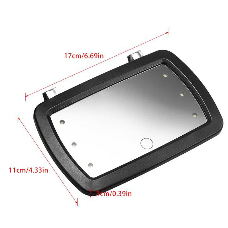 Finger Touch Car Interior Sun Visor Sun-shading 6 LED Light Make-up Mirror Black