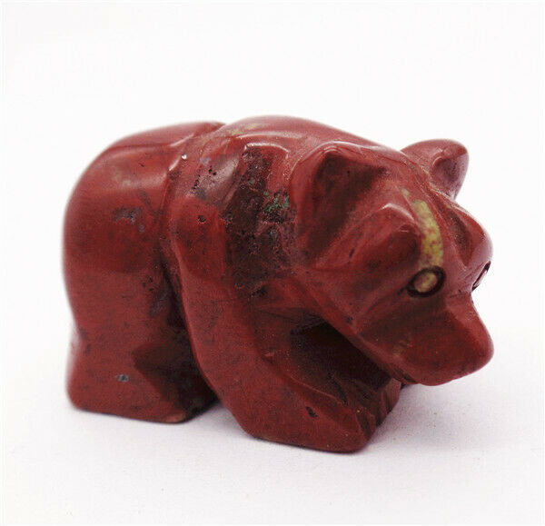 37x23x18mm Natural Red Jasper Carved Bear Decoration Statue Home Decor HH7753