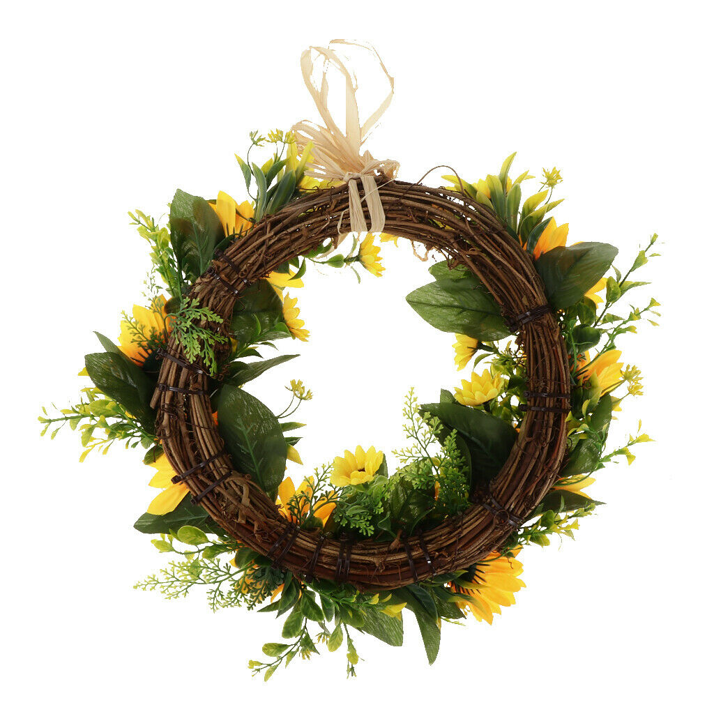 Christmas Artificial Rattan Silk Sunflower Wreath Home Front Door Decorations