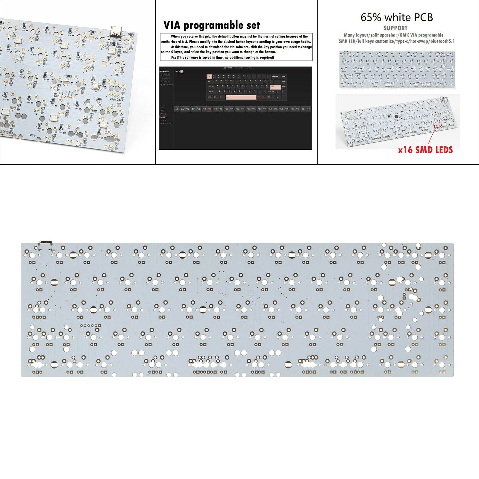 Customized XD68V3.0 65% PCB Circuit Board RGB Backlight Hot-swappable Stock