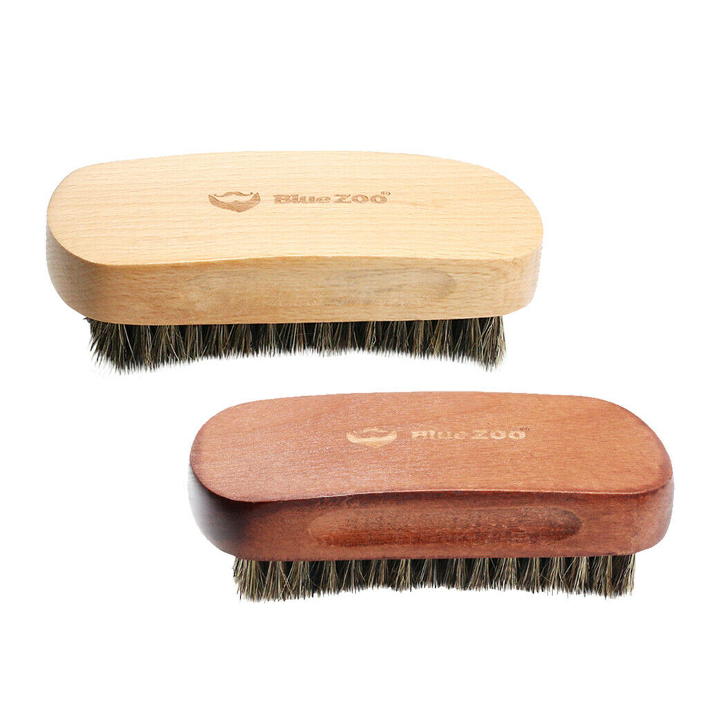 2 Pcs Wood Bristle Beard Mustache Facial Hair Grooming Shaping Brush Tool For