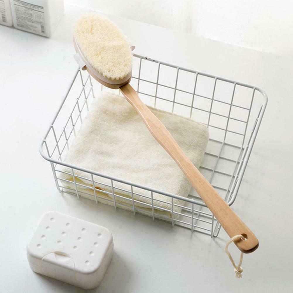 Natural Wooden Handle Bath Body Brush Back Scrubber Bristle Massager Shower P4E6