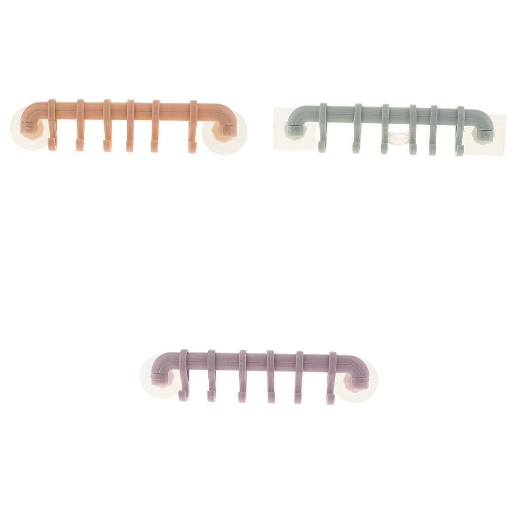 6 Hook Self Adhesive Hanger Hooks Purple