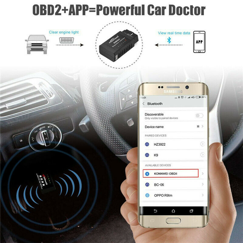 V1.5 KONNWEI KW910 ELM327 Bluetooth OBD2 Android Car Scanner
