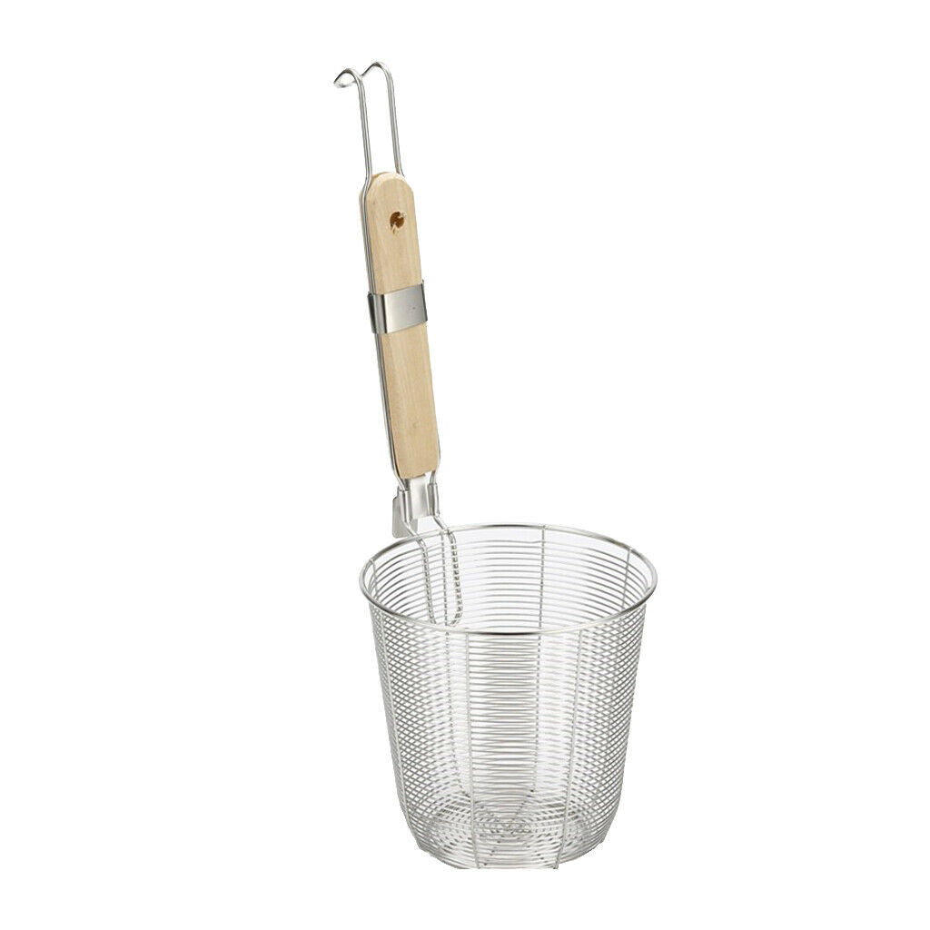 2x Kitchen Noodle Strainers with Hook, Stainless Steel, Deep Fry Basket  S+M