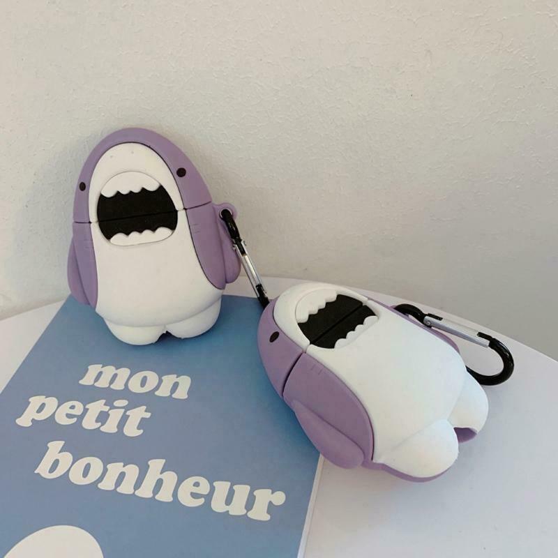 Silicone Protective Case Shark Cover Protector with Carabiner for Airpods 1/2