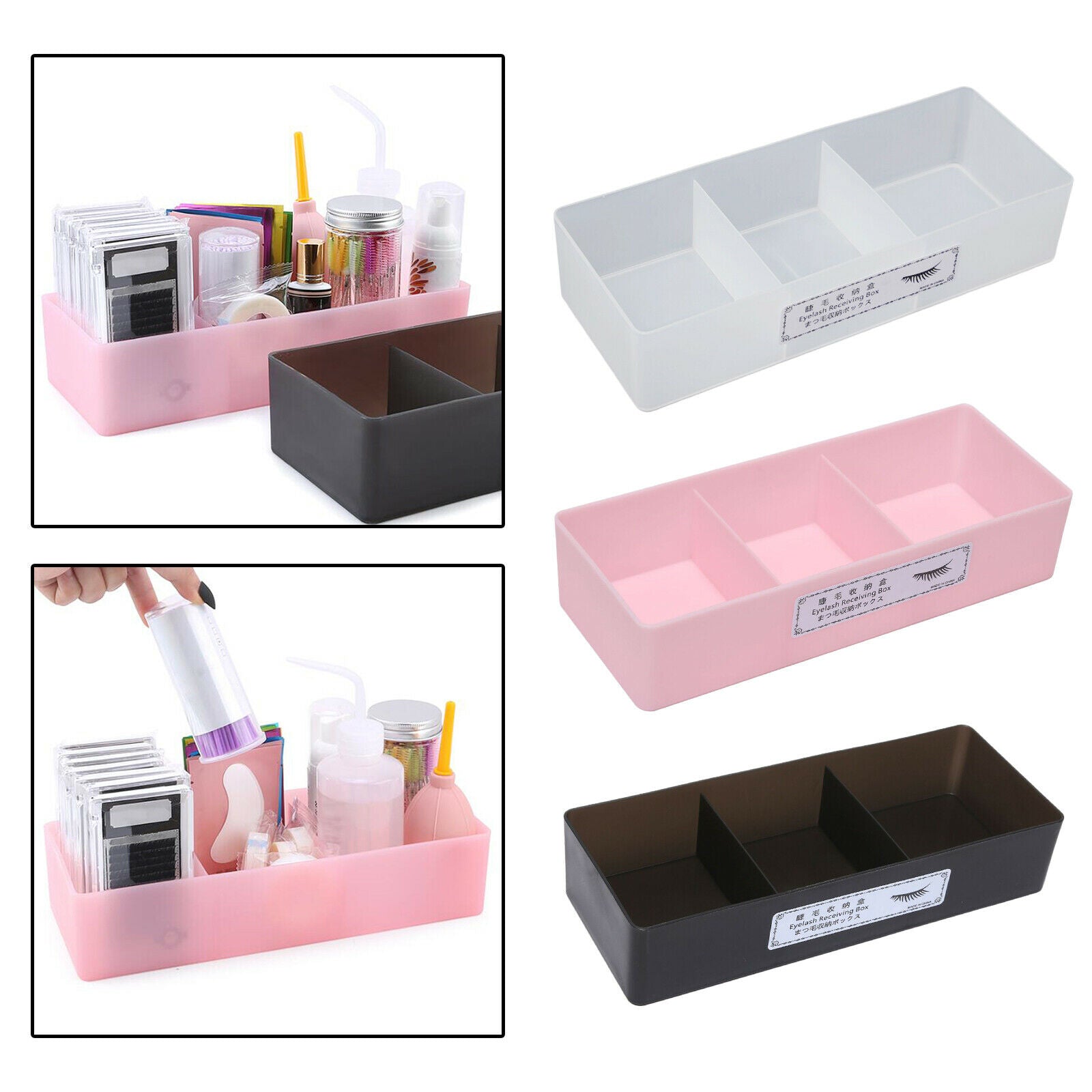 2X Eyelash Extension Tool Storage Box Container Holder for Grafting Black