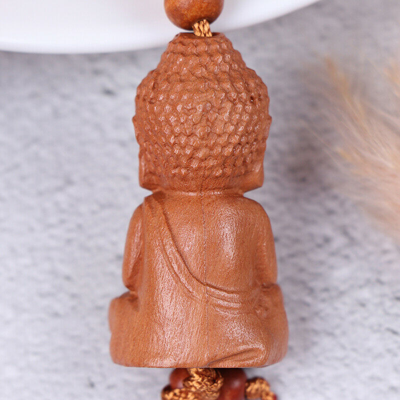 Mahogany Three-dimensional Engraving key chain Lifelike Buddha Pendant Ke.l8