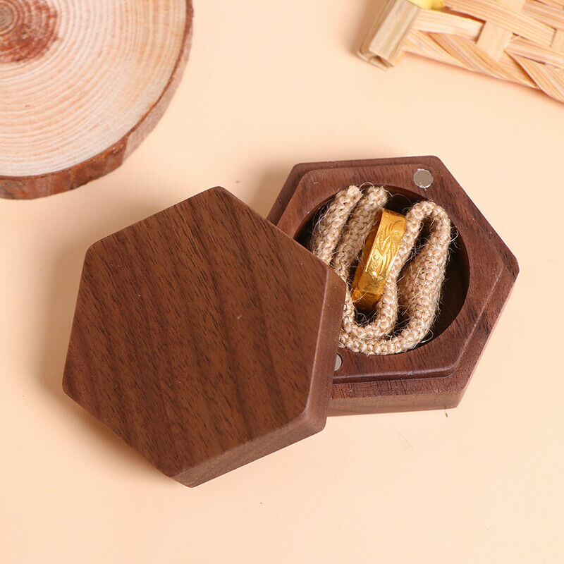 hexagon Jewelry Boxes Wedding engagement wedding rings Wood Ring Holder B.l8
