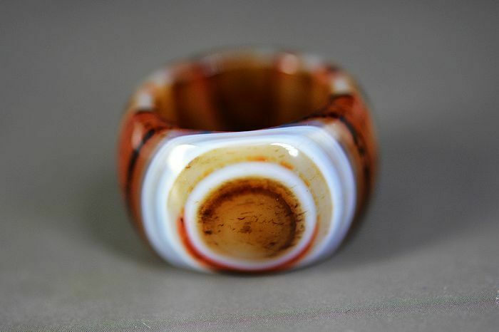 Treasure Tibetan pure Natural Agate Dzi Sky Eyes Ring Z8