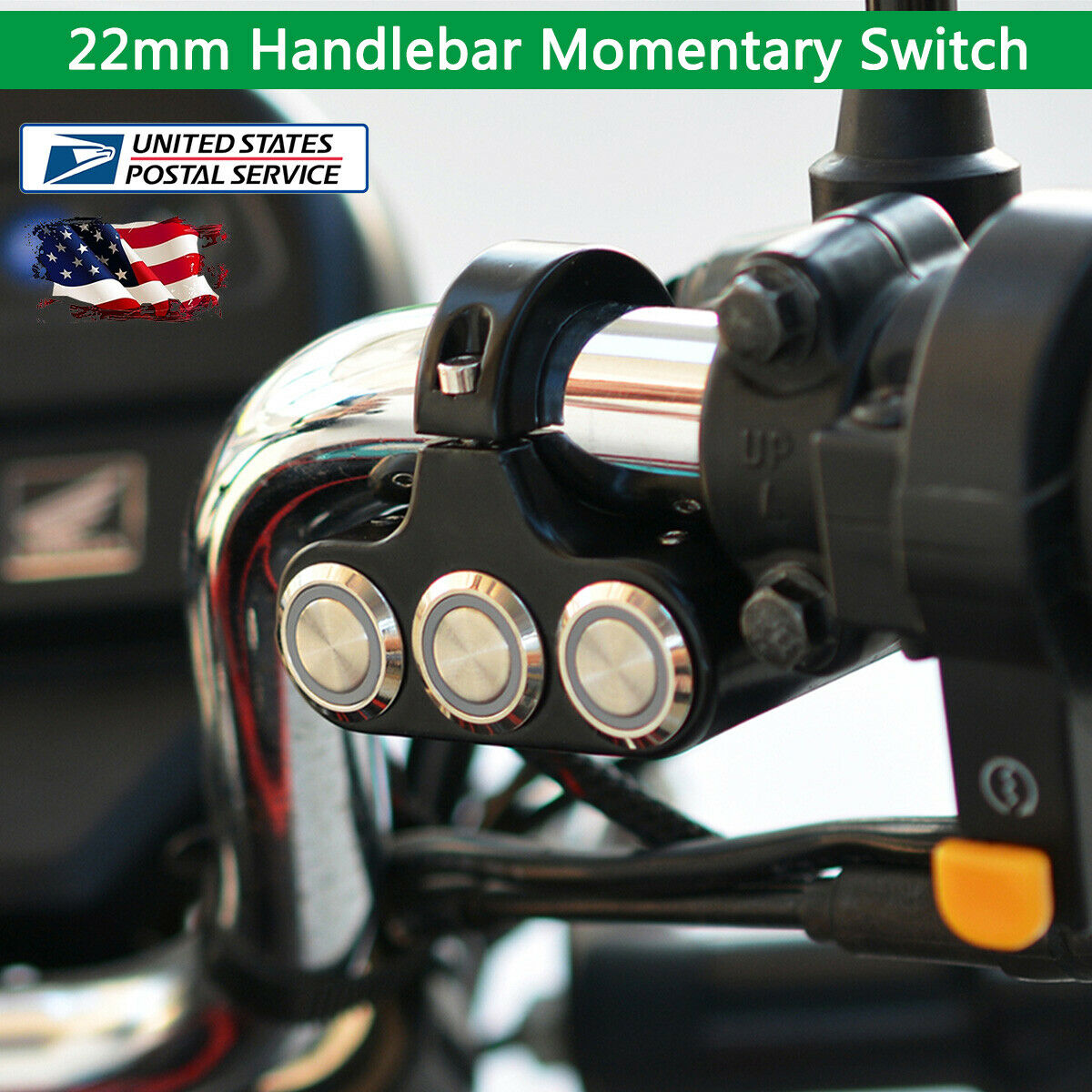 Motorcycle Handlebar CNC Aluminium Alloy Momentary Reset Button Switches 22mm