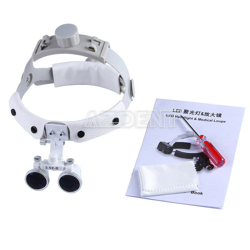 3.5X Loupes Dental Medical Surgical Binocular Headband Glass Magnifier White