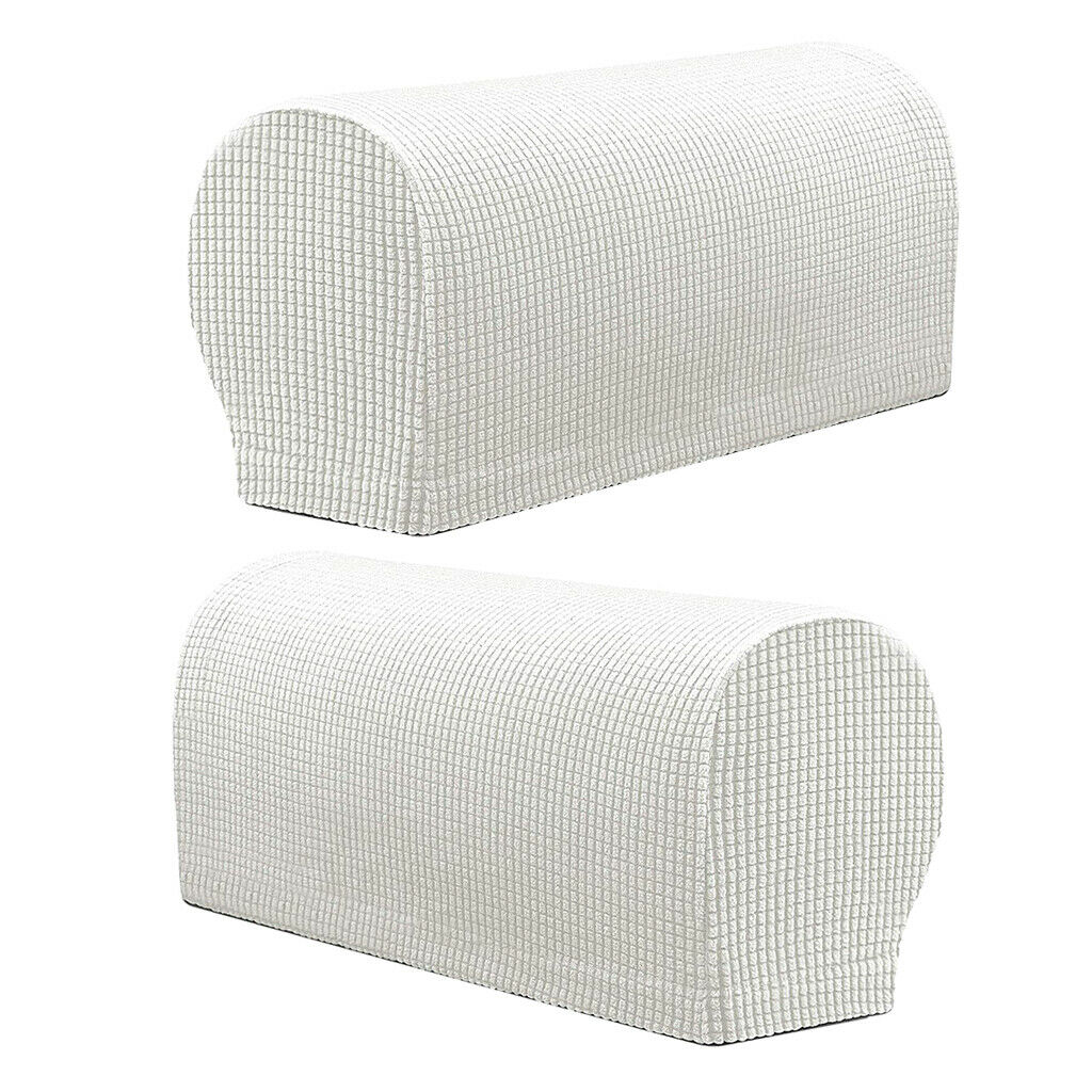 4Pcs  (2Pattern)White Elastic Chair Sofa Armrest Covers Armchair Slipcovers