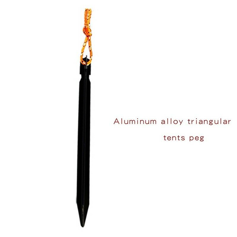 12 Pcs Aluminum Alloy Tent Pegs Nail with Rope Stake Camping Hiking EquipmenC1S4