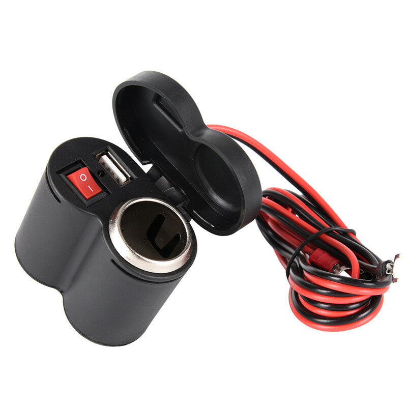 12V-24V Waterproof Motorcycle/Bike Cigarette Lighter Charger Socket USB Powe Tt