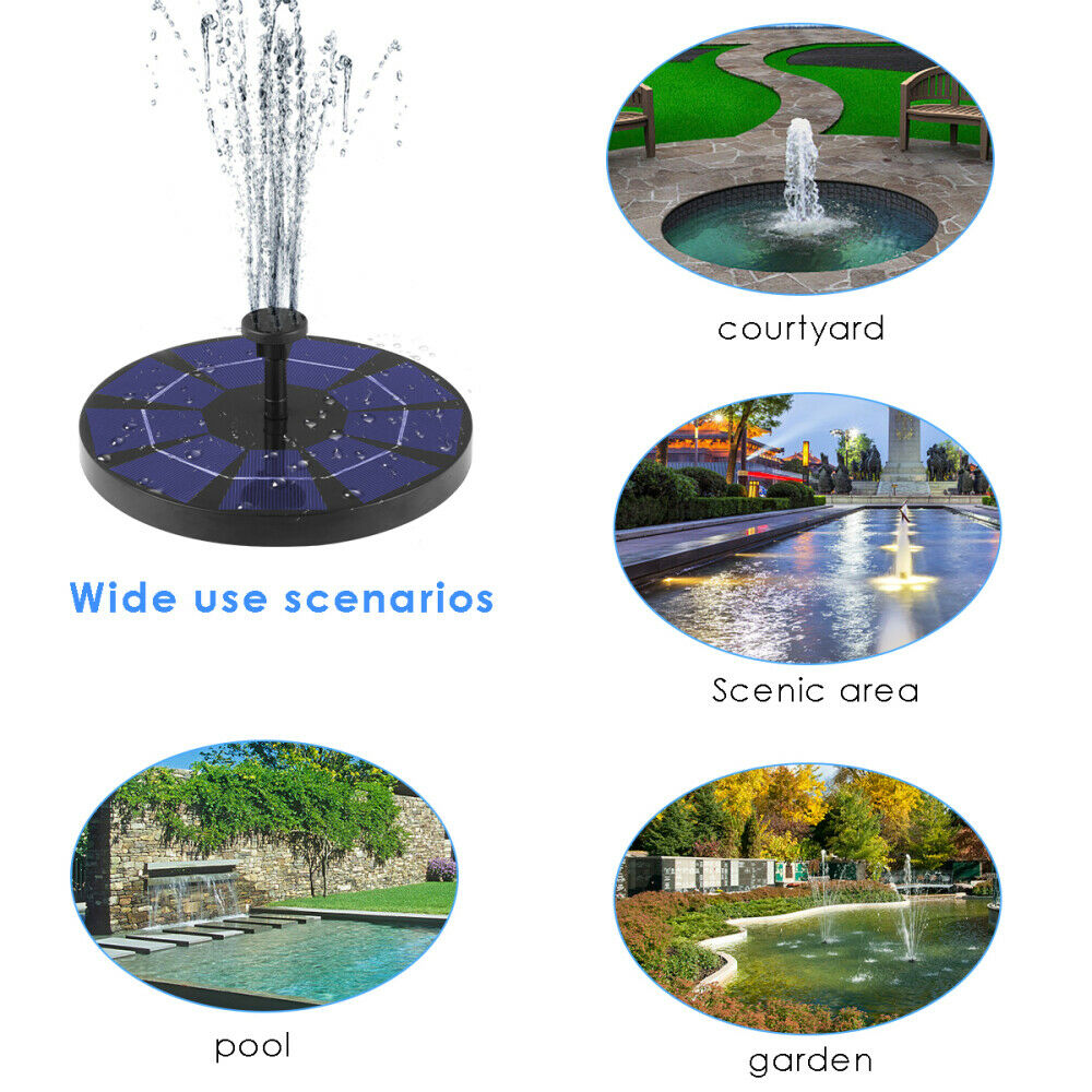 Solar Fountain Pump Solar Water Pump with 6 Nozzle for Birdbath Garden and Patio