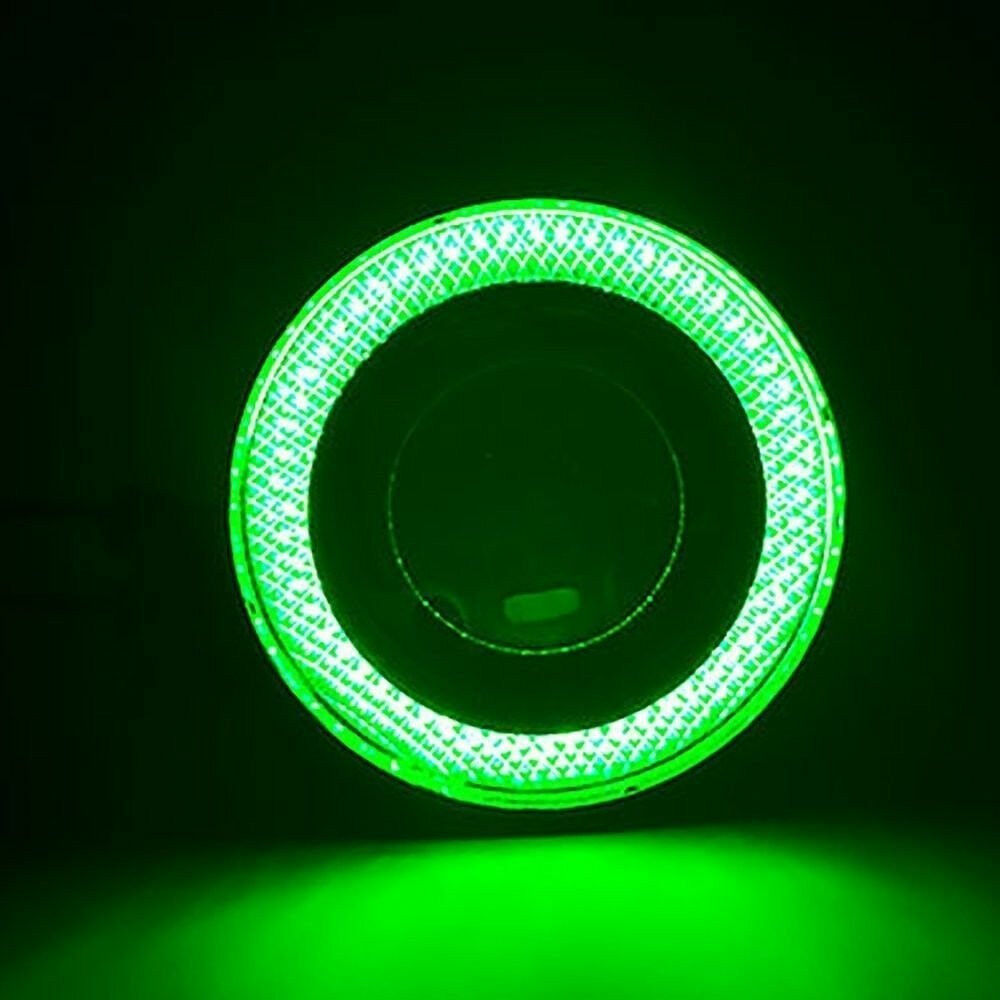Auto 2.5" Angel Eye Green COB Halo Ring Projector Lens LED DRL Driving Fog Light