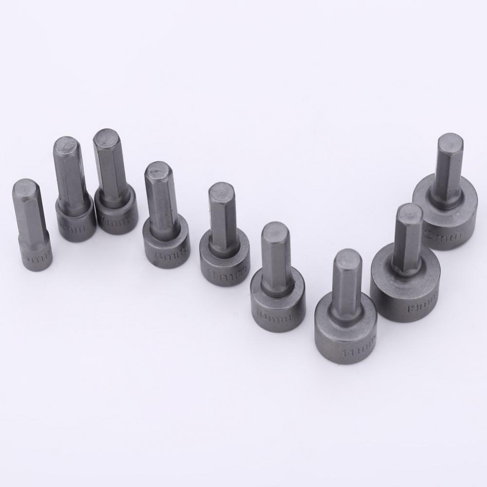 9 Piece Metric Hex Bit Socket Set, 5mm-13mm, Chrome-vanadium Steel Drill Bit