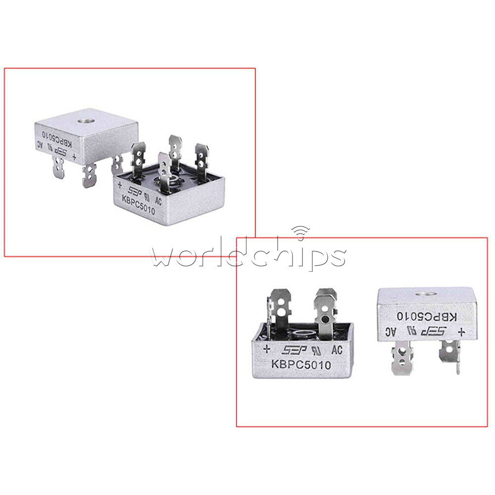 5PCS 250A 1000V Metal Case Single Phases Diode Bridge Rectifier KBPC5010 WC