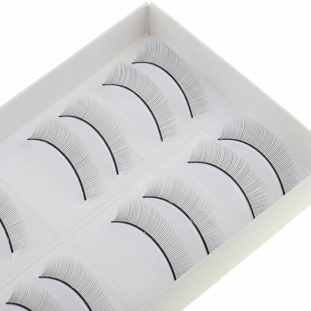 10 Pairs Adhesive False Eyelashes Training Teaching Lash for Beginners Black