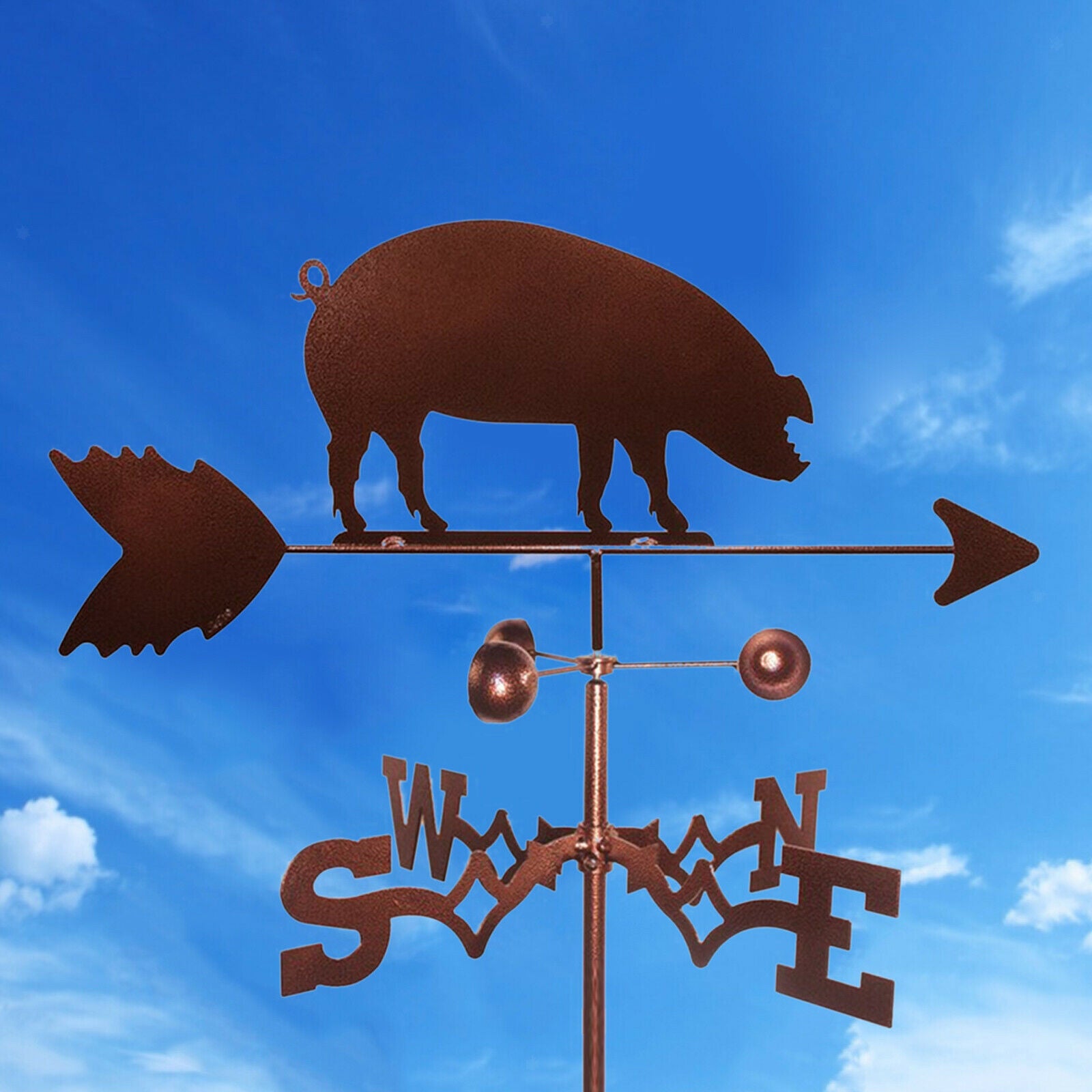 Weather Vane with Pig Statue Home Outdoor Roof Decoration Ornament for Yard