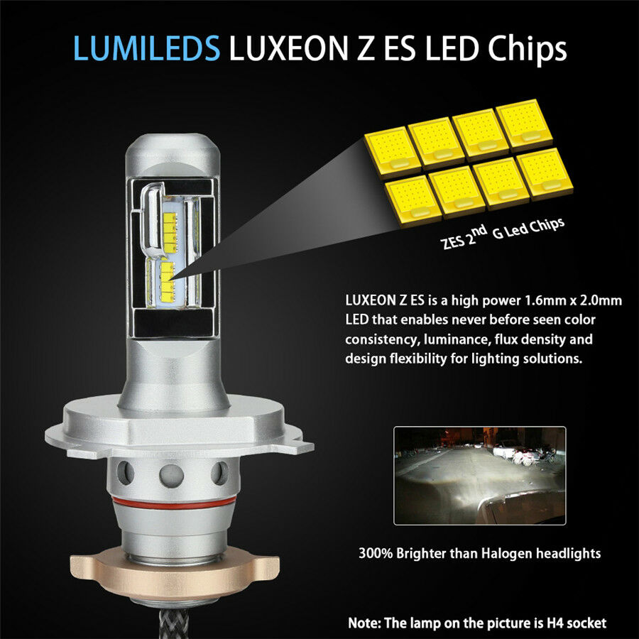 Fanless Car Led Light ZES 100W 12000LM Headlights Led Bulb H4 12V Lamp 2nd Chip